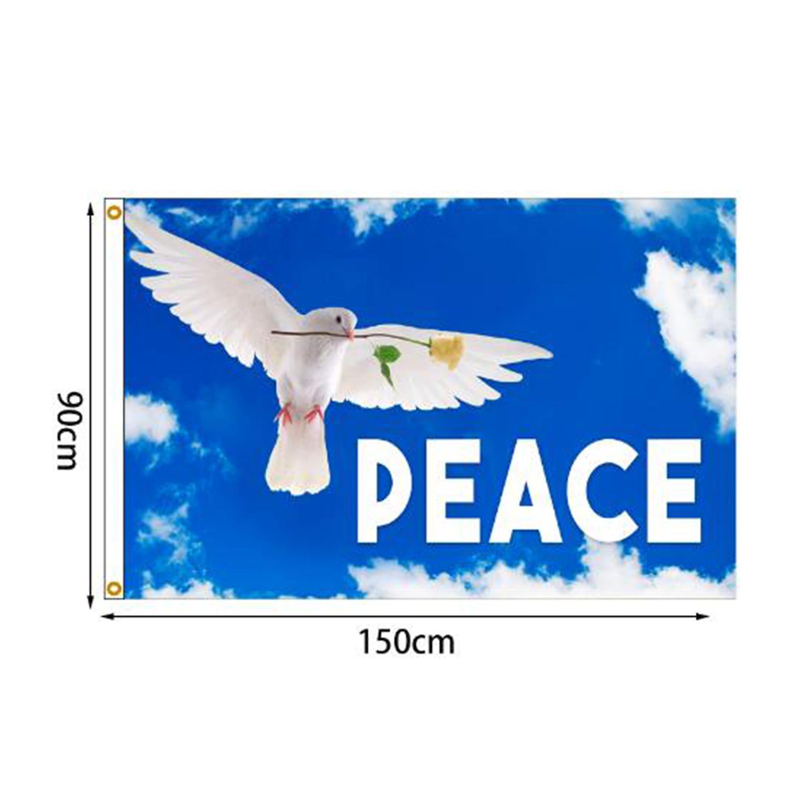 Fongwan Peace Flag 150x90cm, Polyester Peace Dove Flags World Peace Sign Symbol Flag Garden Decoration Flag With 2 Brass Eyelets For Indoor/ Outdoor F