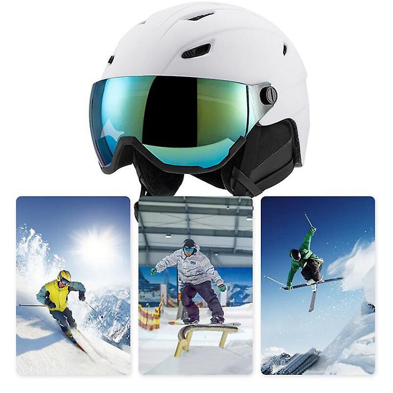 Yesfit Ski Helmet With Ski Goggles, Snowboard Helmet And 2-in-1 Visor Goggles Set WHITE M