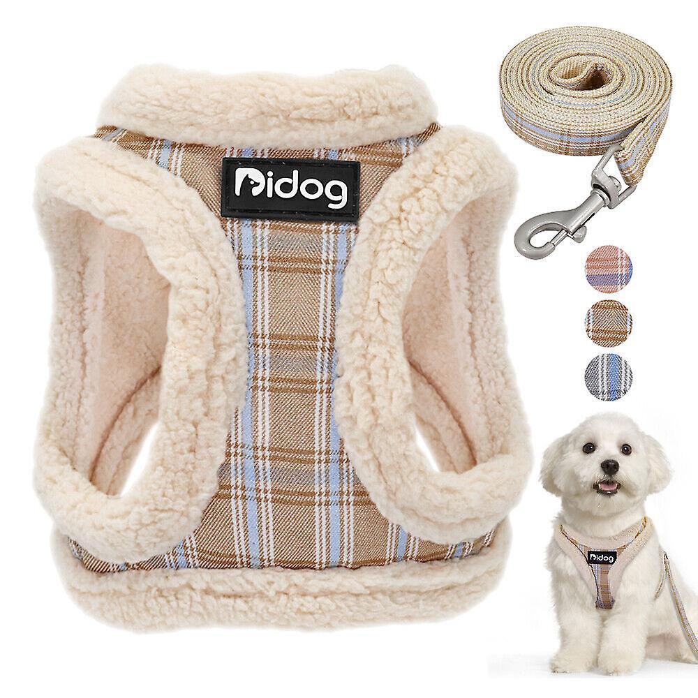 Didog Warm Dog Harness and Lead Winter Pet Cat Puppy Vest Clothes Coats for Chihuahua Beige XXS