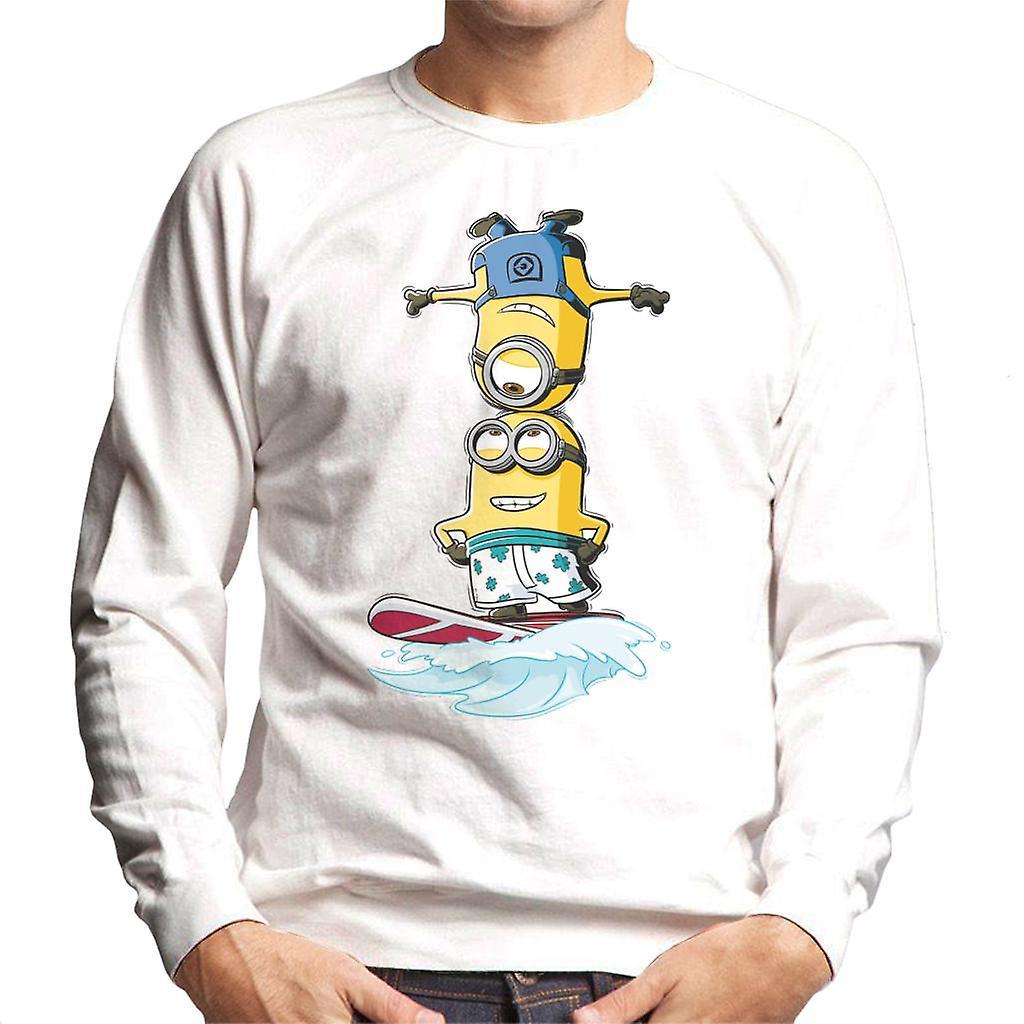 Despicable Me Minions Head Surfing Men's Sweatshirt White Large