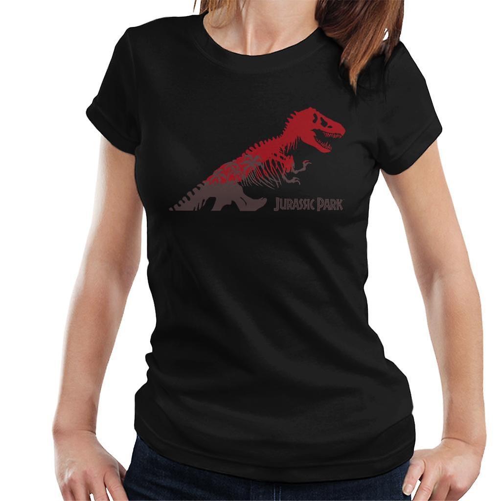 Jurassic Park T Rex Red Skeleton Silhouette Women's T-Shirt Black X-Large