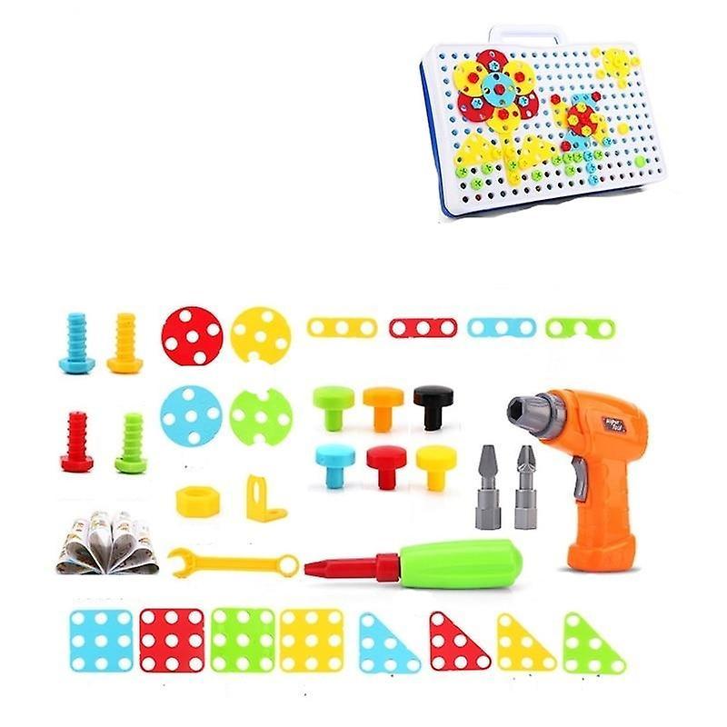 Slowmoose Kids Drill Screw Nut Puzzle, Pretend Play Tool Drill Disassembly Assembly Toy 237PCS 3D puzzle