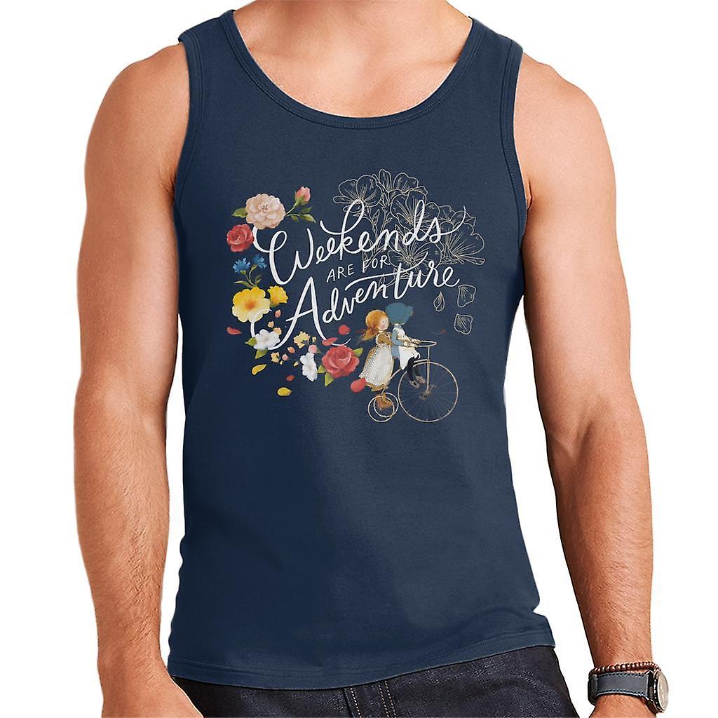 Holly Hobbie Weekend Adventure Light Text Men's Vest Navy Blue Small