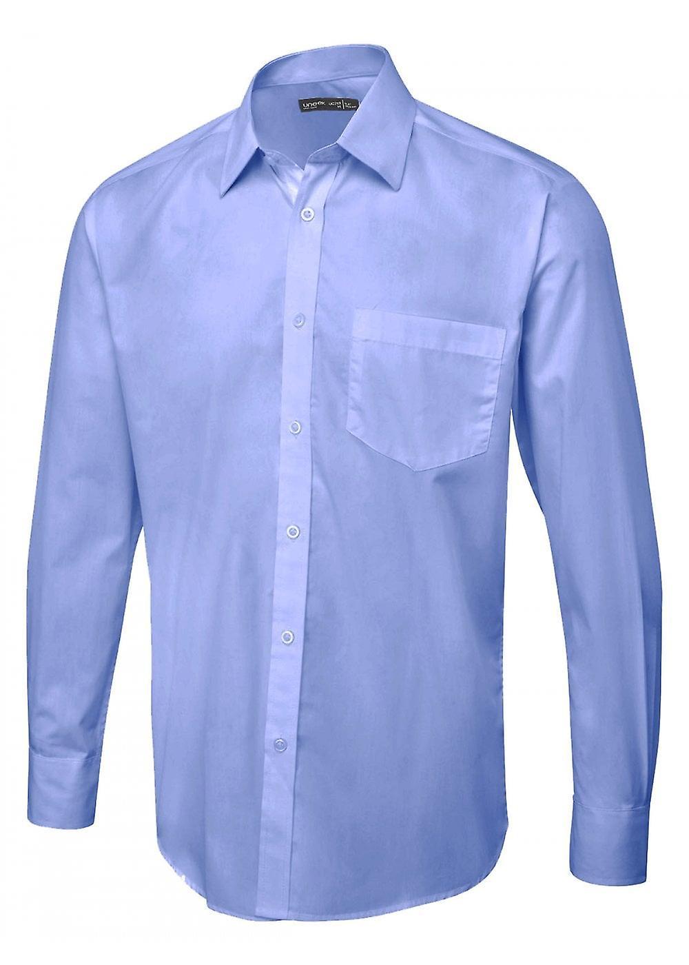 Men's Uneek Mens Long Sleeve Poplin Shirt UC713 Mid Blue 16