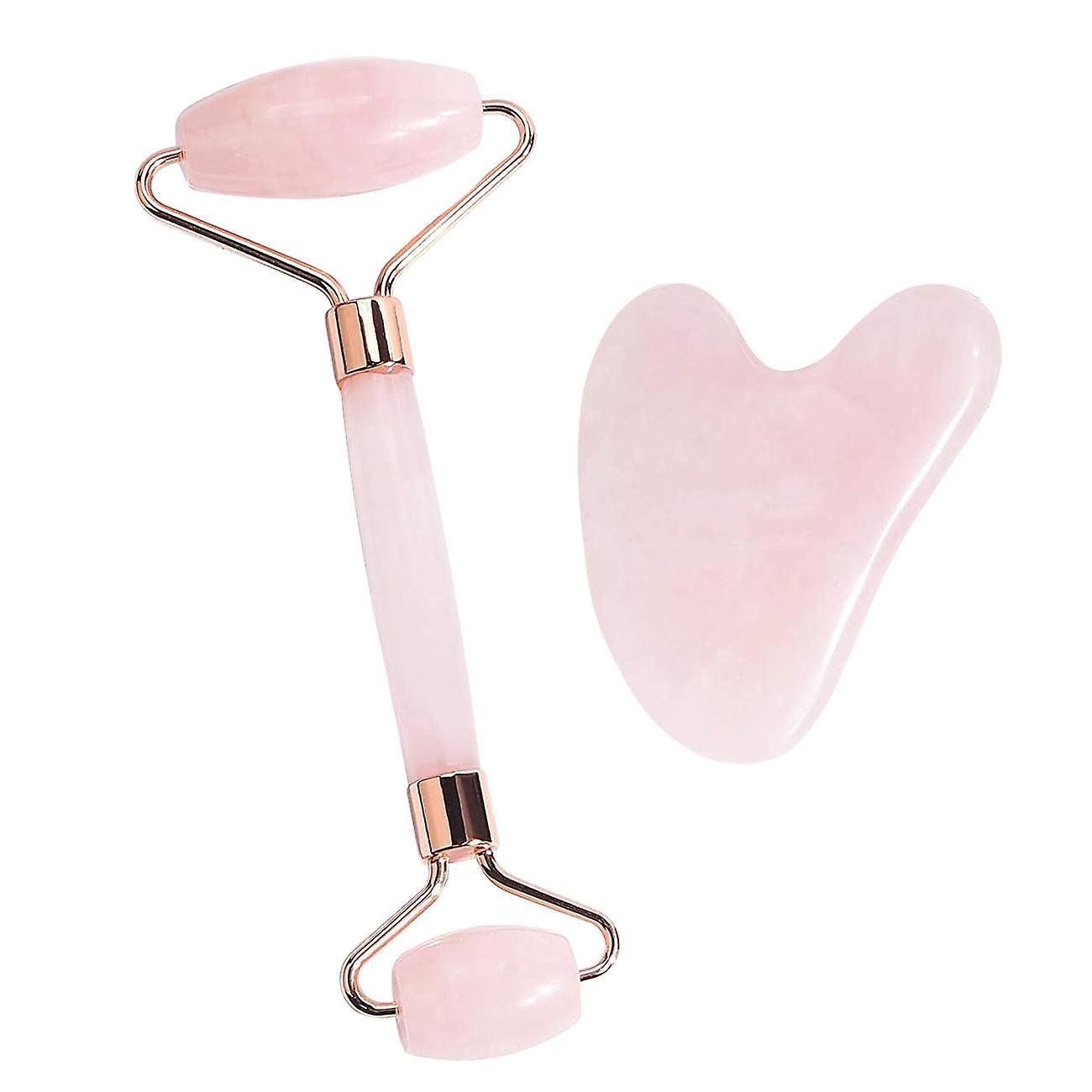 Northix Face Roles and Gua Sha Stone - Natural Rose Quartz