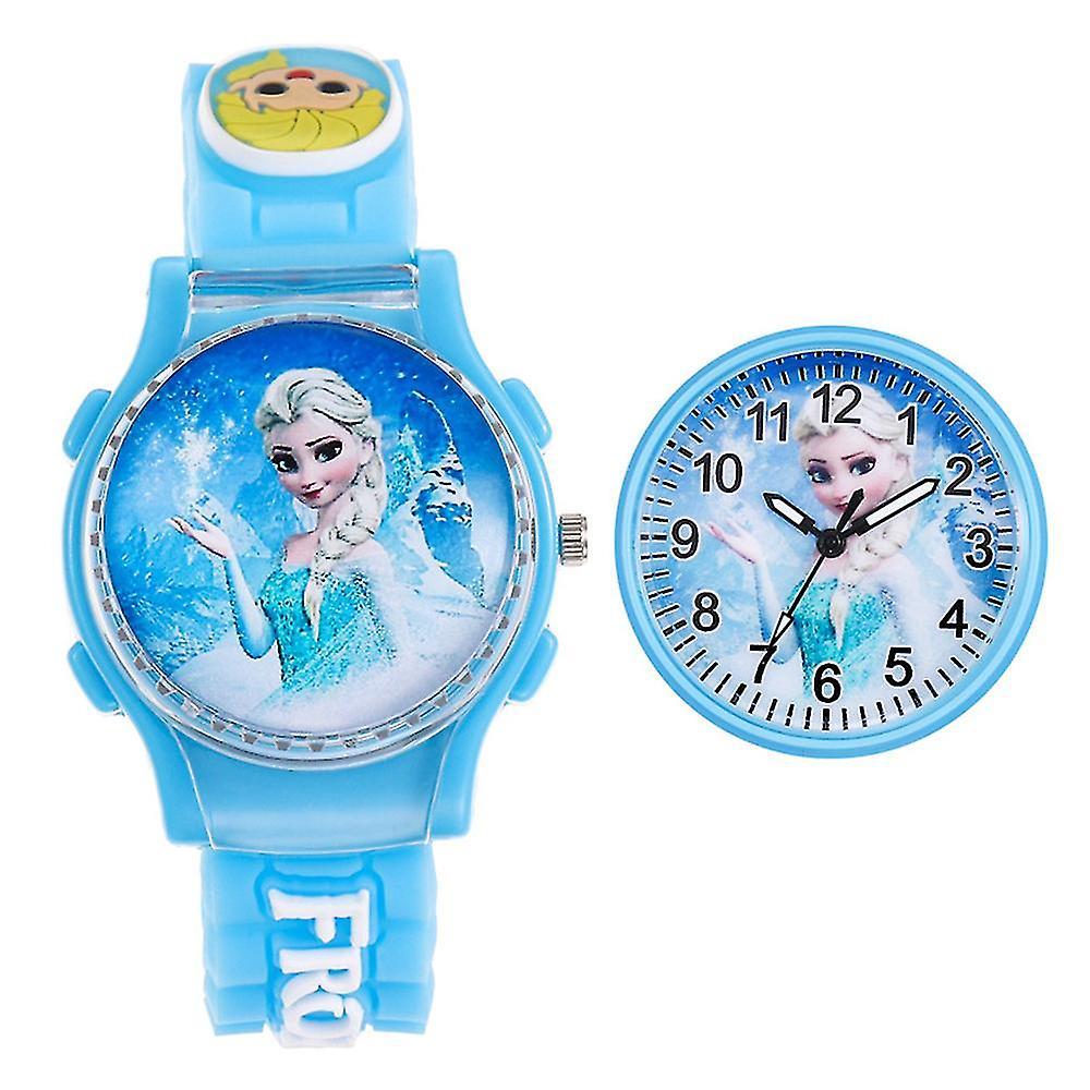 Cryin Frozen Elsa Kids Girls Wrist Watch Flap Rotation Watches With Adjustable Strap Blue