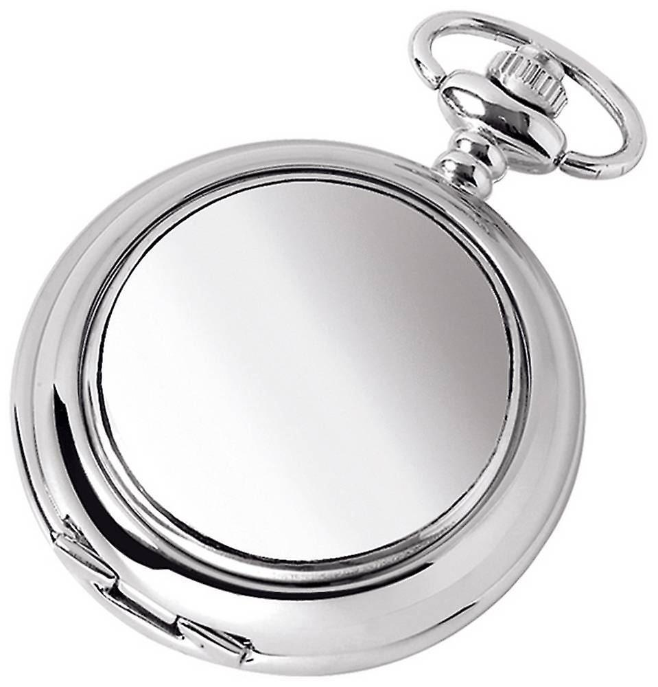 Woodford Plain Chrome Plated Full Hunter Quartz Pocket Watch - Silver