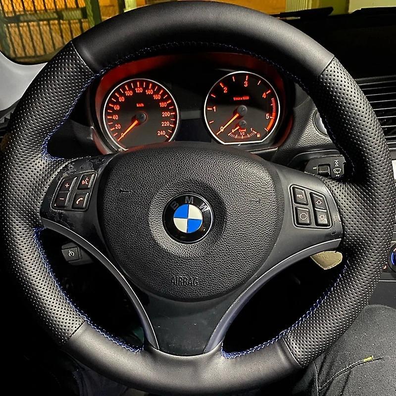 Jelivey Car Steering Wheel Cover Black Artificial Leather Hand-stitched For Bmw E90 E91 E92 E93 E87 E81 E82 E88 X1 E84 Car Accessories Red Thread