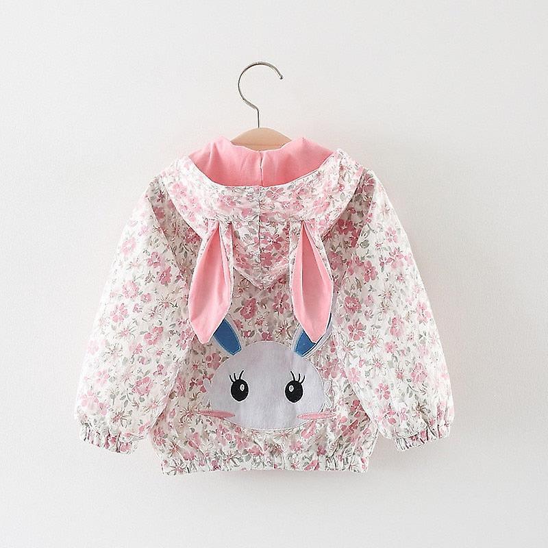 Slowmoose Spring & Autumn Cartoon Jacket - Hooded Windbreak Coat Pink 24M