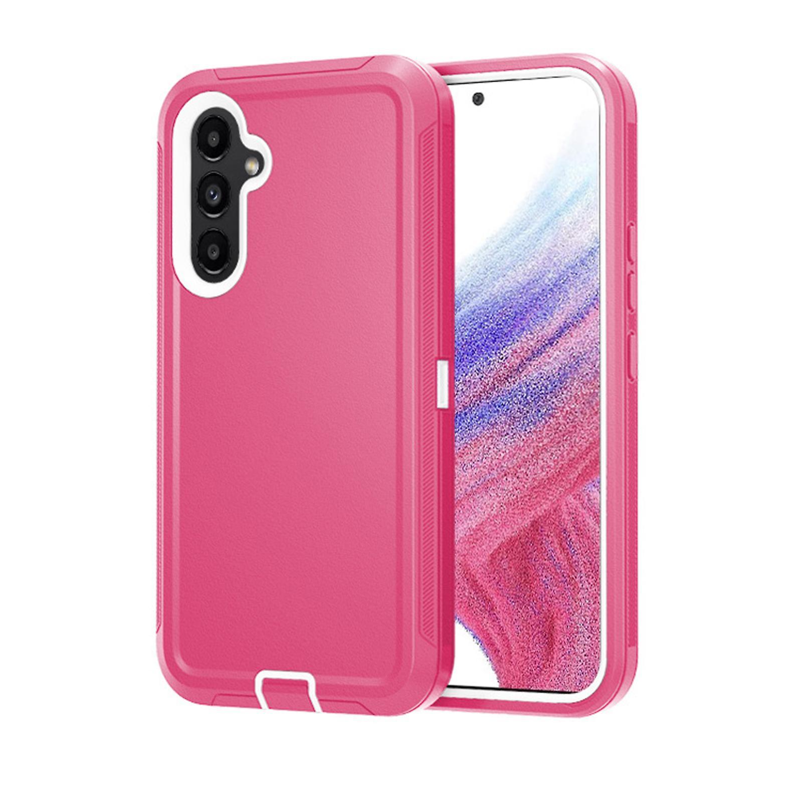 Elewelt Shockproof 3-Layer Heavy Duty Cover for Samsung A55 5G, Military Drop Protection Cover for Galaxy A55 pink white