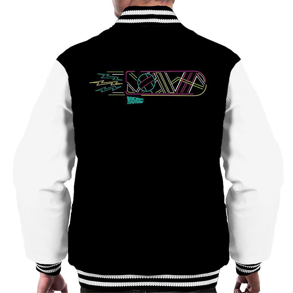 Back to the Future Neon Hoverboard Outline Men's Varsity Jacket Black/White XX-Large