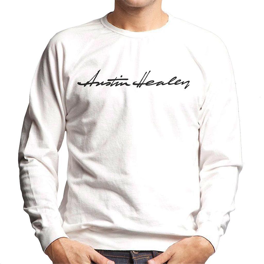 Austin Healey Handwriting Logo British Motor Heritage Men's Sweatshirt White XX-Large