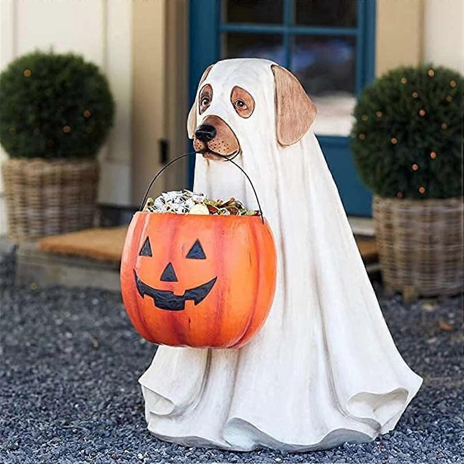 Woow Dog Ghost Dog Candy Bowl Holder, Halloween Dog Candy Bowl, Halloween Dog Candy Holder, Outdoor Halloween Candy Bowl, Halloween Candy Bowl Larg...