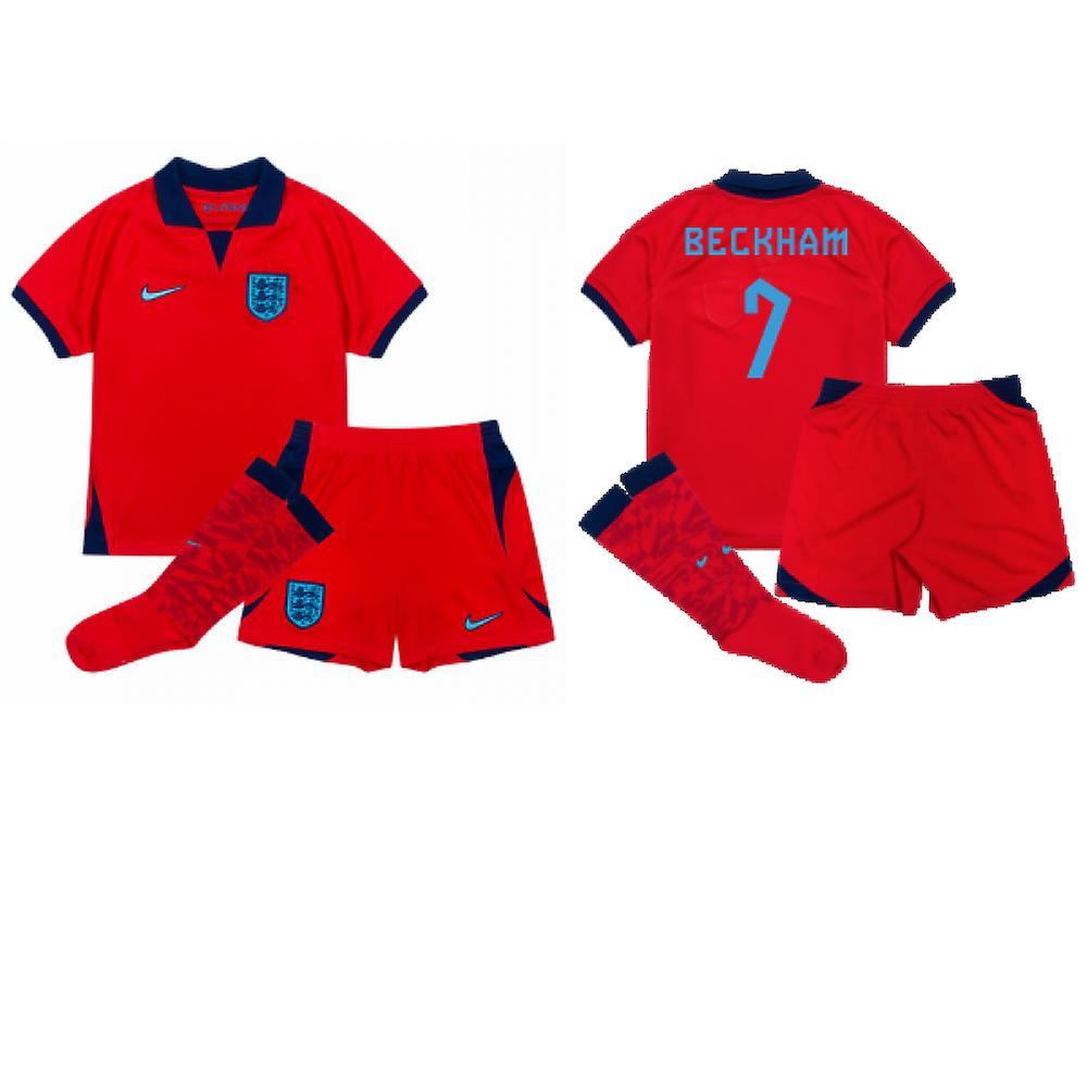 Nike 2022-2023 England Away Mini Kit (Beckham 7) Red LB 6-7yrs (116-122cm)