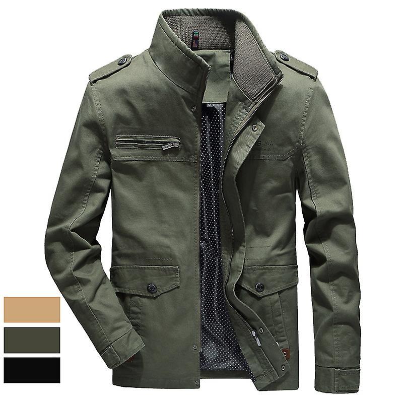 Men Jackets Men's Casual Slim Jacket Coat Washed Pure Cotton Outdoor Men's Casual Green L