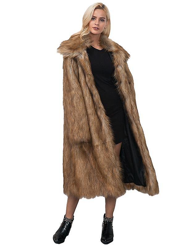 Ruitong Women's Winter Parka Overcoat Long Sleeve Faux Fur Coat Jacket Brown