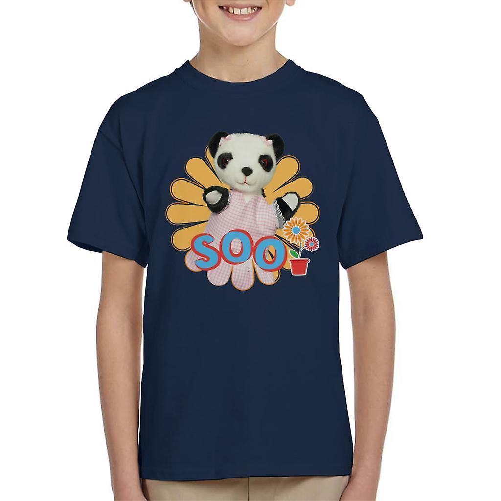 Sooty Soo Flowers Kid's T-Shirt Navy Blue Medium (7-8 yrs)