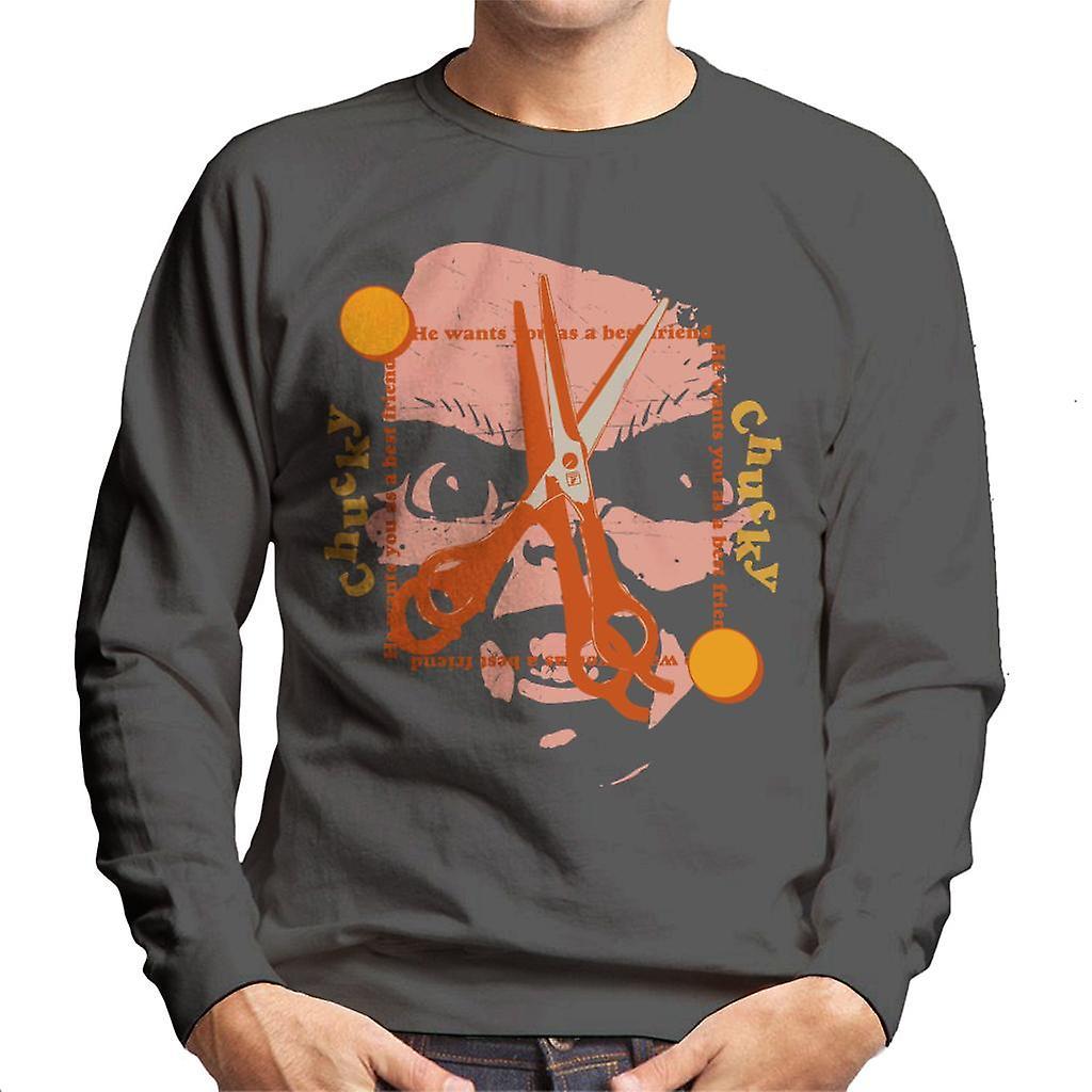 Chucky Best Friend Scissors Face Men's Sweatshirt Charcoal Large