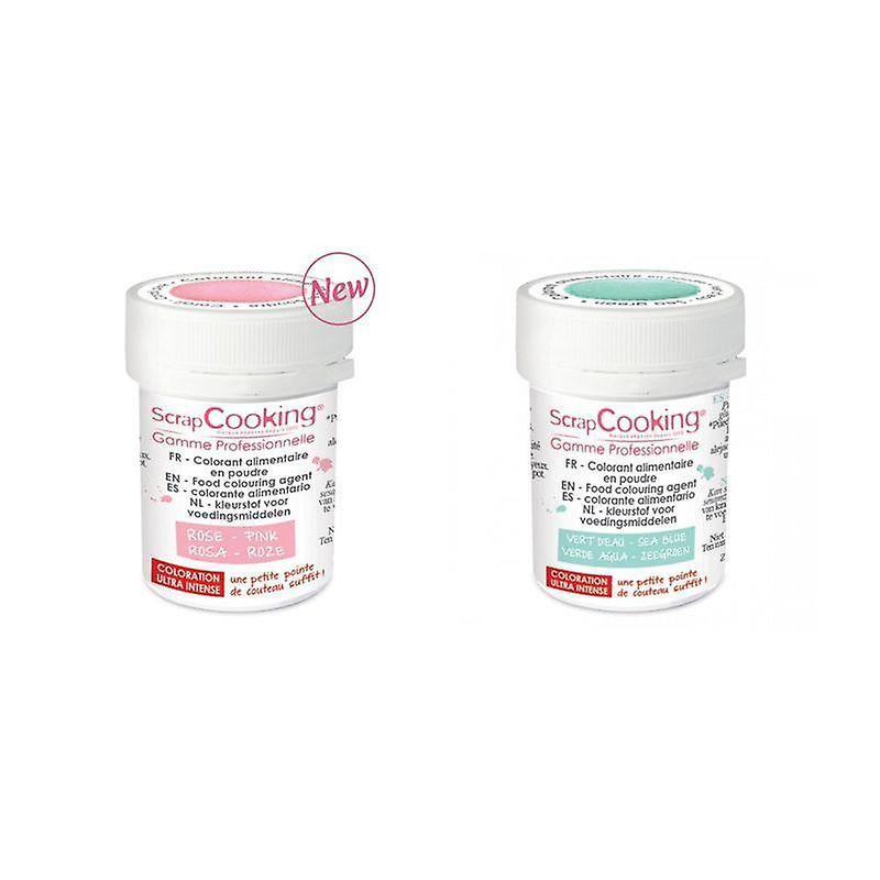 ScrapCooking 2 powdered food colorings - blush pink-sea green