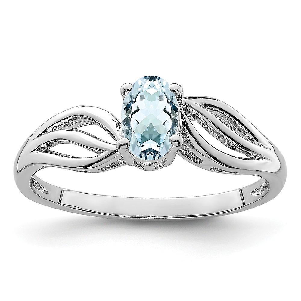 JewelryWeb 925 Sterling Silver Polished Open back Aquamarine Ring Jewelry for Women - Ring Size: 5 to 10 8