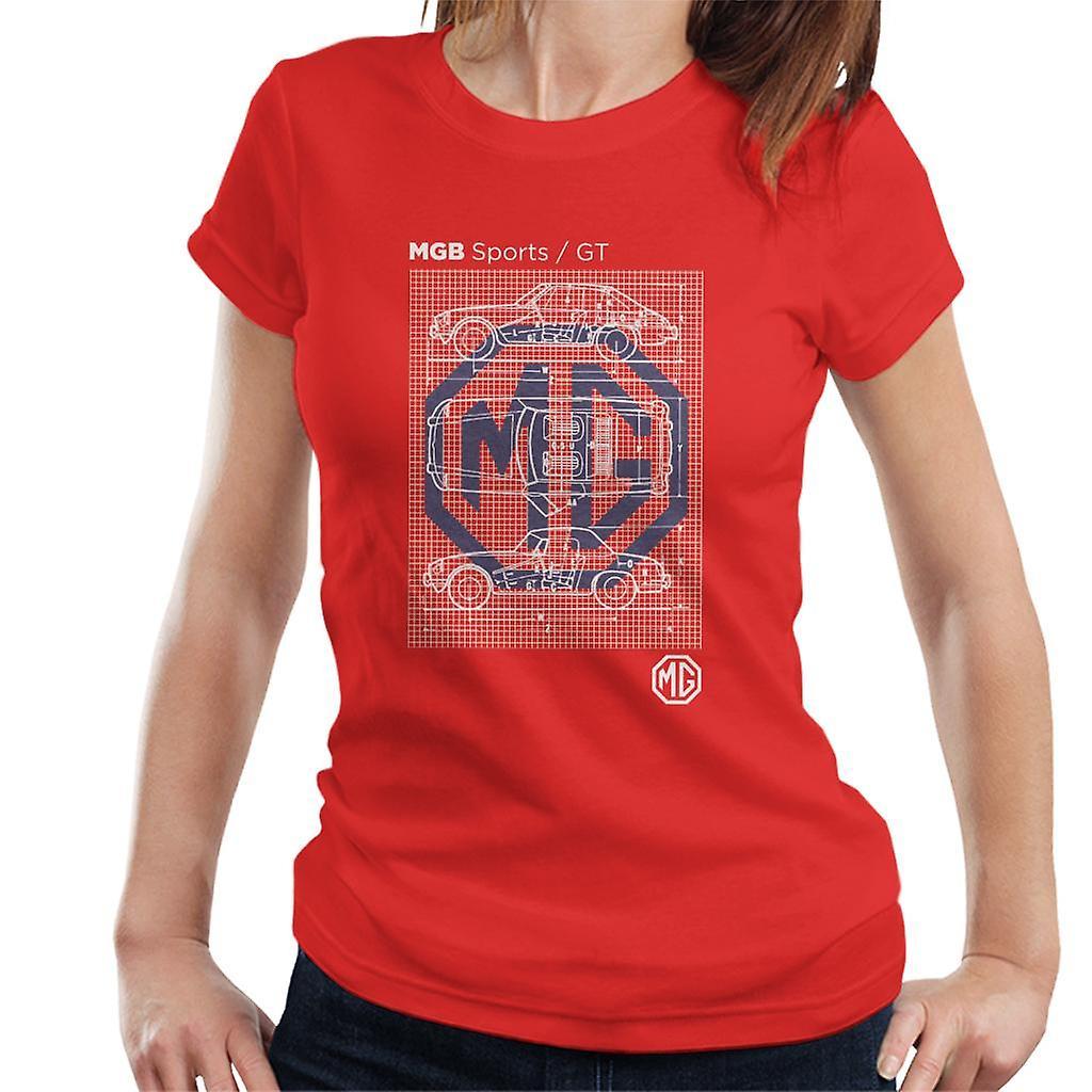 MG B Sports GT British Motor Heritage Women's T-Shirt Red XX-Large