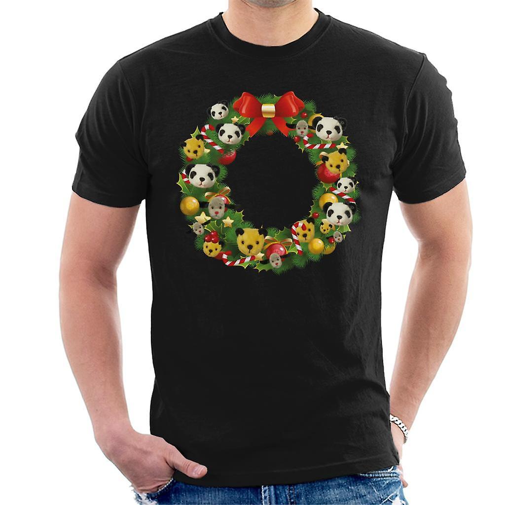 Sooty Christmas Wreath Men's T-Shirt Black Medium