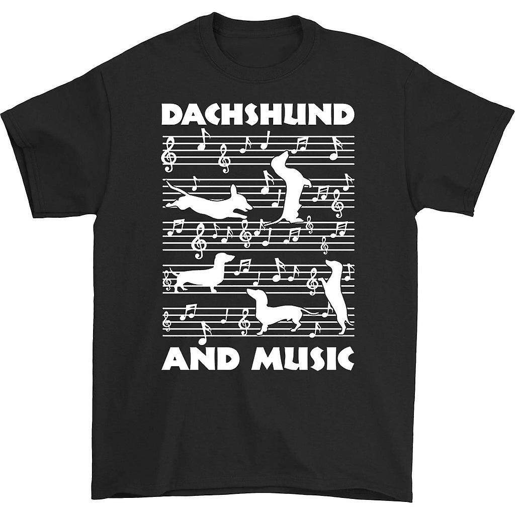 HISHARK Dachshund and music t-shirt black XXL