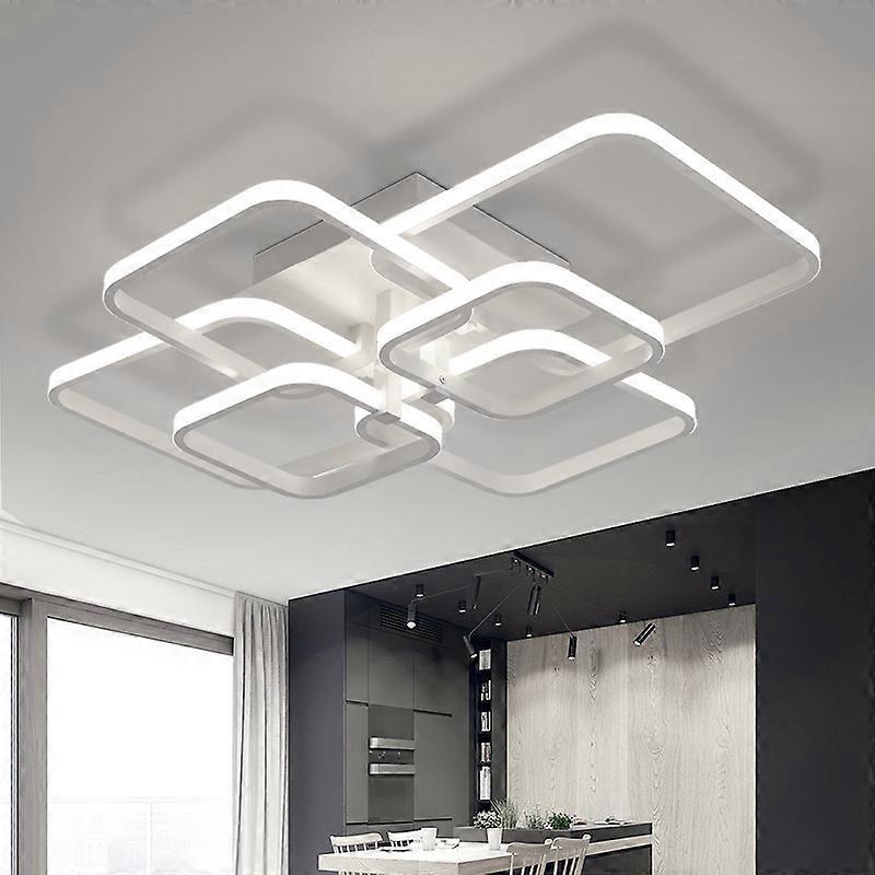 Living And Home Contemporary LED Energy-efficient Semi Flush Ceiling Light - Cool White 6 Head