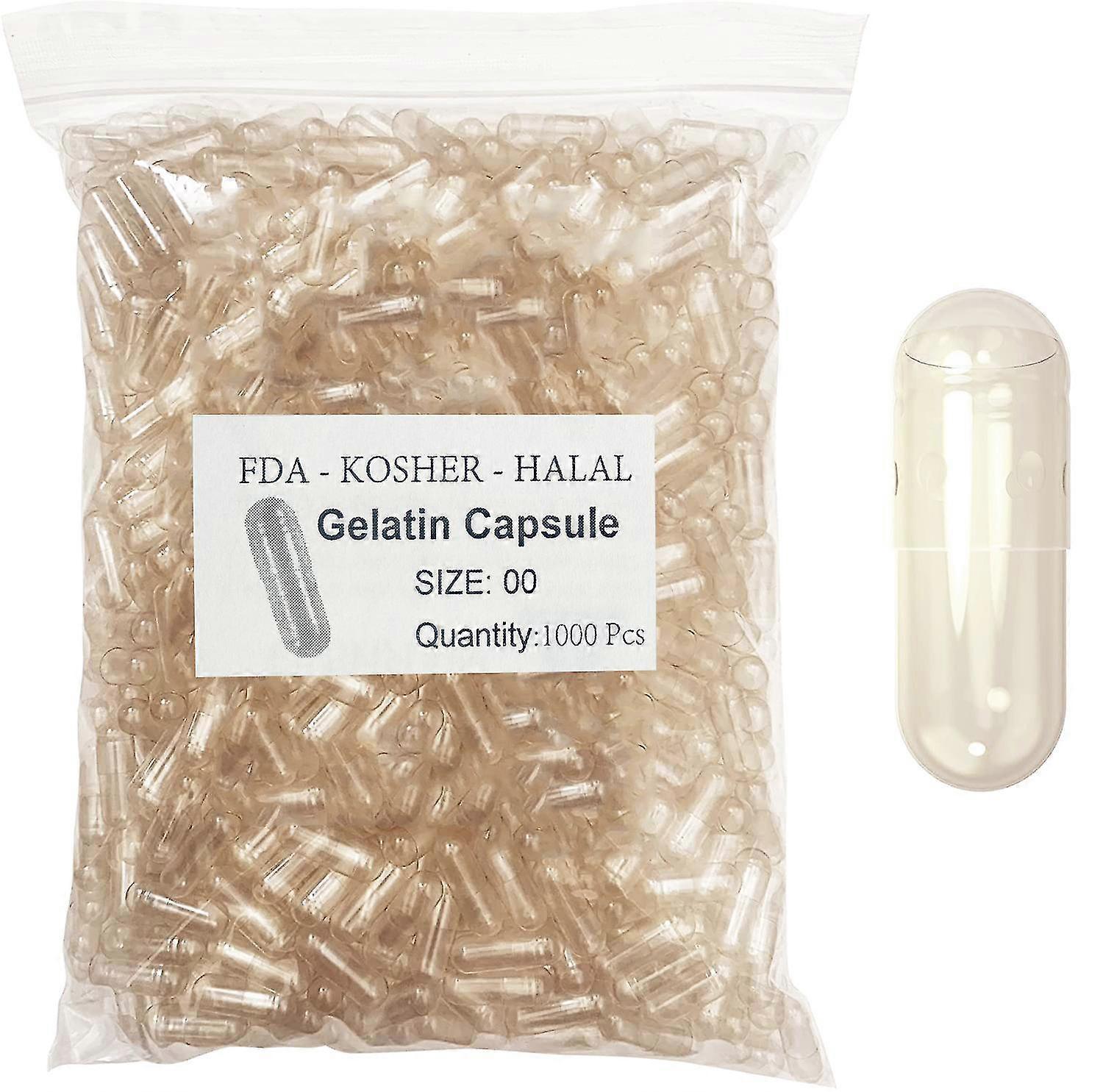 Aiducho 1000pcs Standard Size 00# 0# 1# Empty Capsules Gelatin Clear Capsules Hollow Hard Gelatin Transparent Seperated Joined Capsules 0 1000 pcs ...