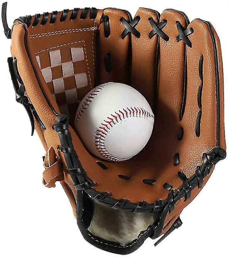 Ersam Baseball Gloves, Kids Teens Youth Durable Leather Softball Baseball Pitcher Mitt For Boys Girls Left Hand -Brown