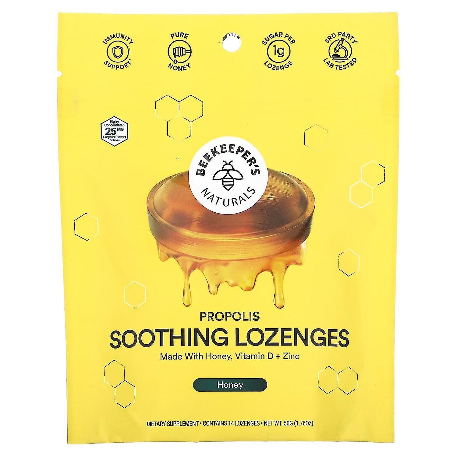 Beekeepers Naturals Beekeeper's Naturals, Propolis Soothing Lozenges, Honey, 14 Lozenges, 1.76 oz (50 g)