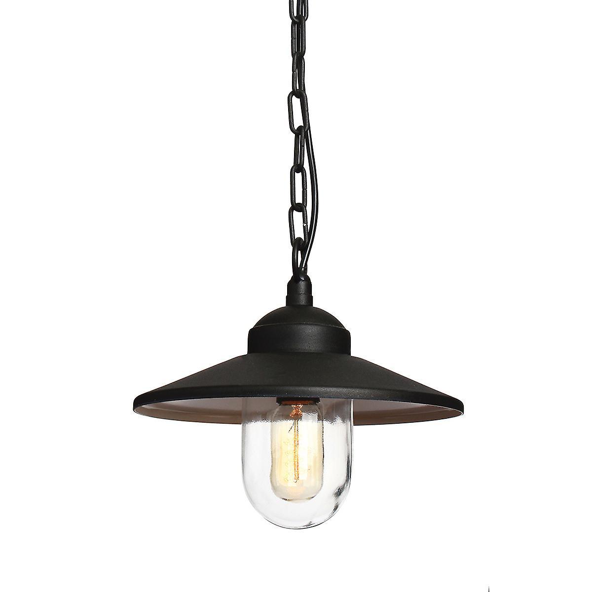 Klampenborg 1 Light Outdoor Ceiling Chain Lantern Black IP44 E27