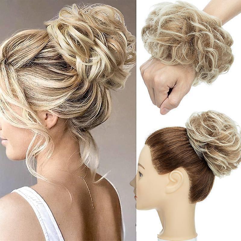 Sego Messy Bun Hair Piece Wavy Curly Scrunchies Synthetic Chignon Ponytail Hair Extensions 55g 27T613