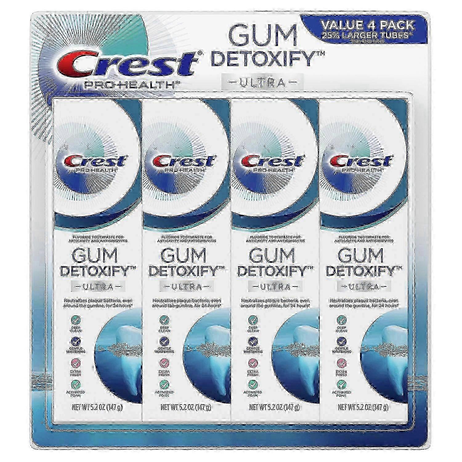 Crest Gum Detoxify Deep Clean Toothpaste Pack, 4 Ea