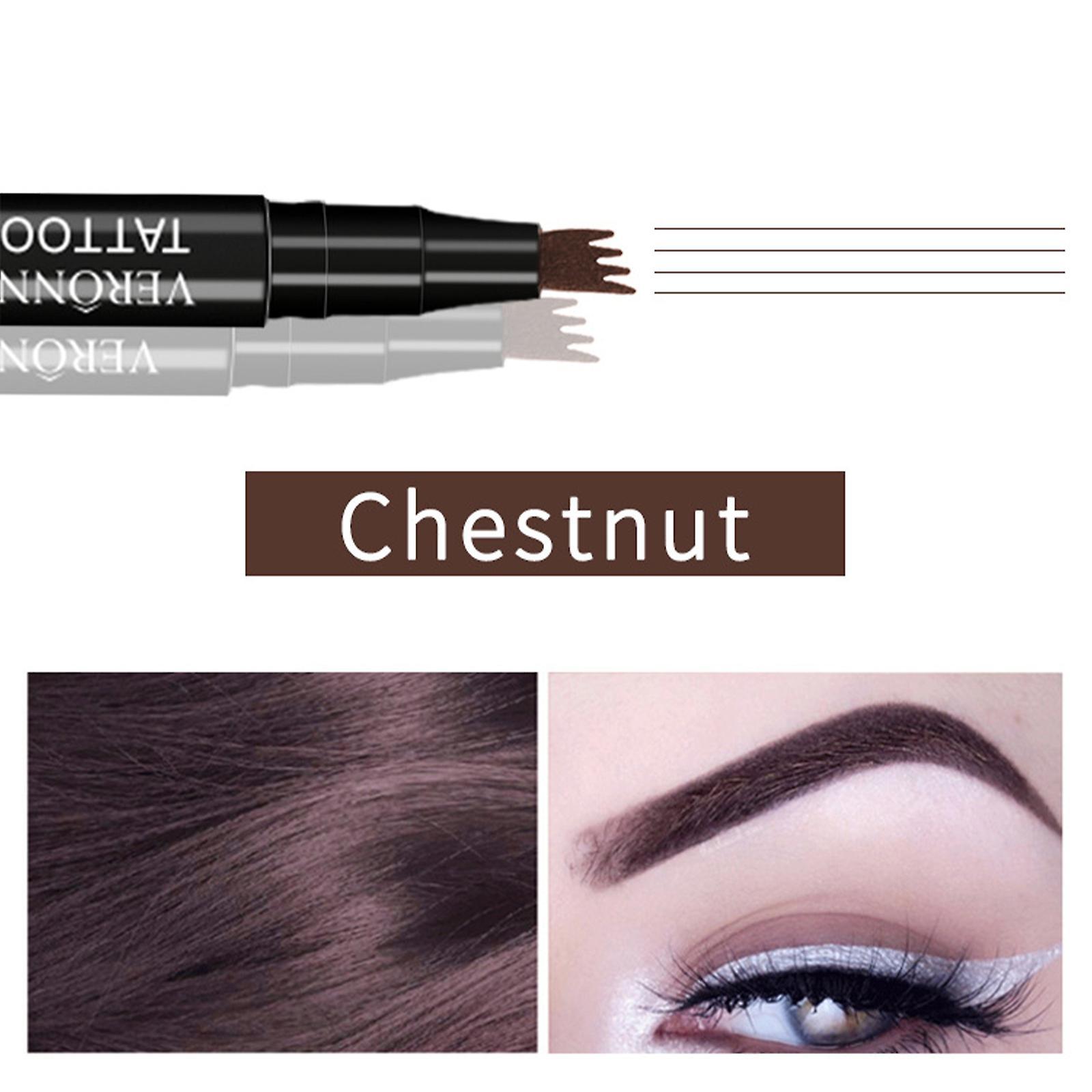 Nspiel Microblading Eyebrow Pencil, Eyebrow Pen 4 Tips Liquid Waterproof Eyebrow Pencil with 4 Points for Lasting Natural 3D Eyebrow Makeup Coffee ...