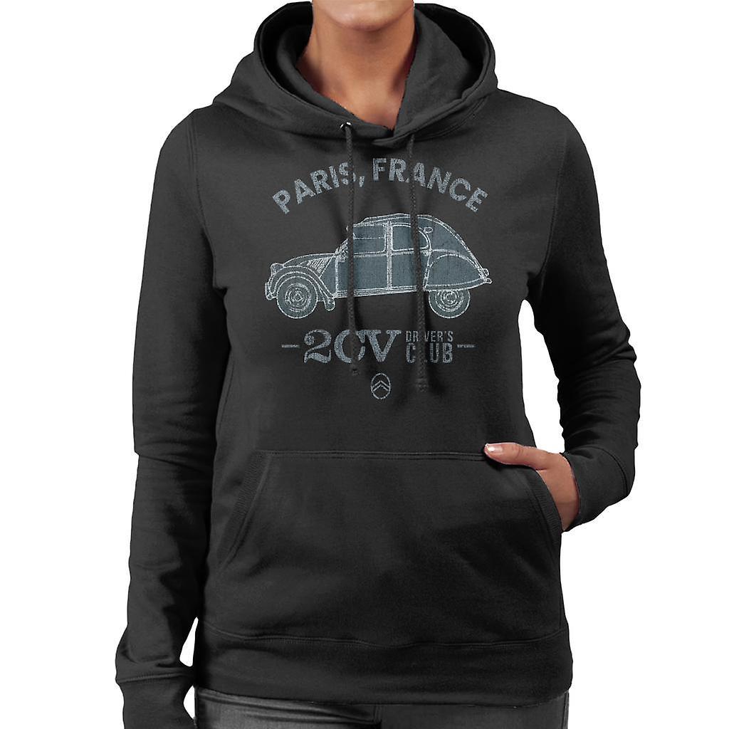 Citro�n Citroen 2CV Drivers Club Paris France Women's Hooded Sweatshirt Black XX-Large