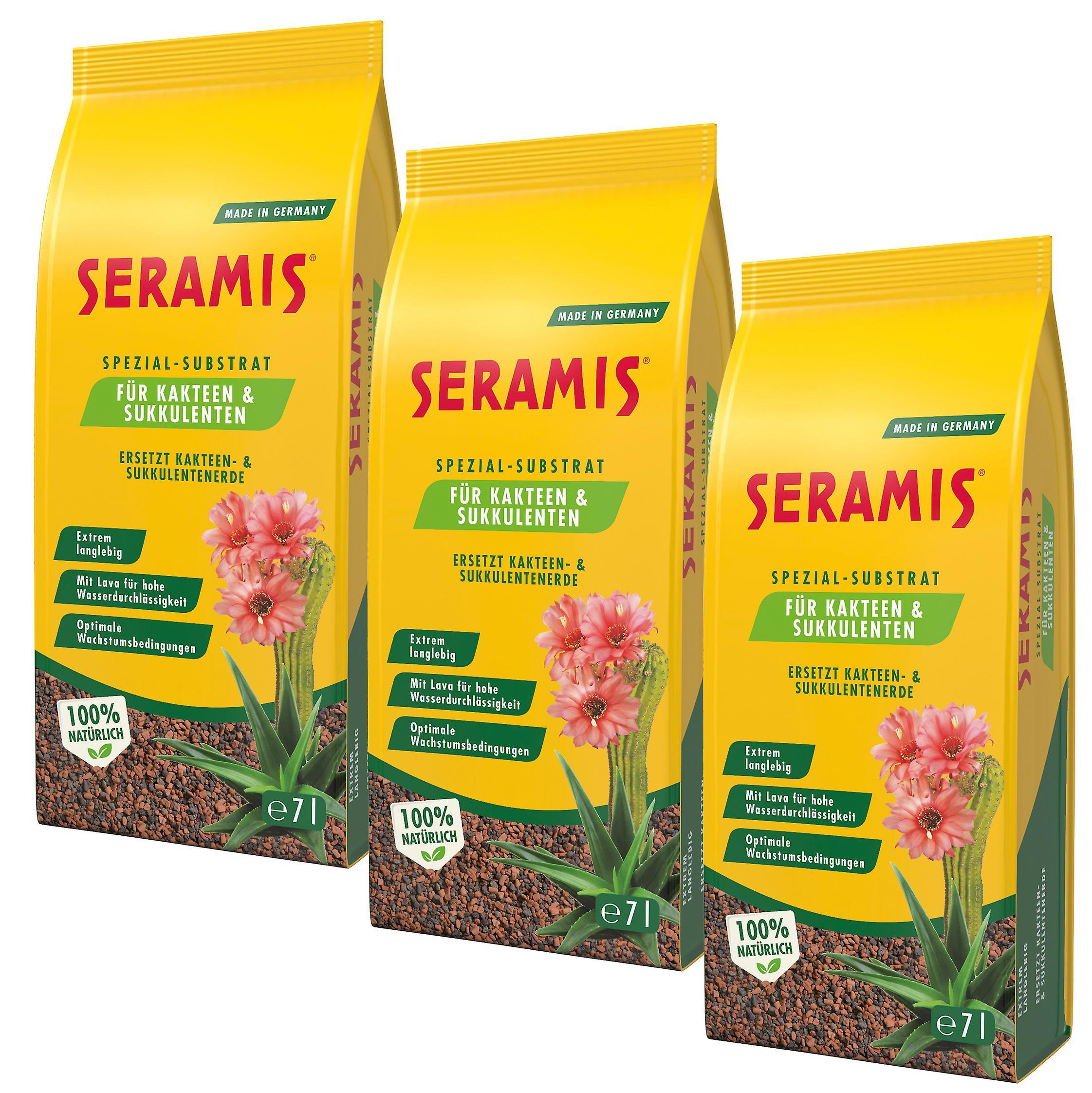 3 x SERAMIS® special substrate for cacti and succulents, 7 litres