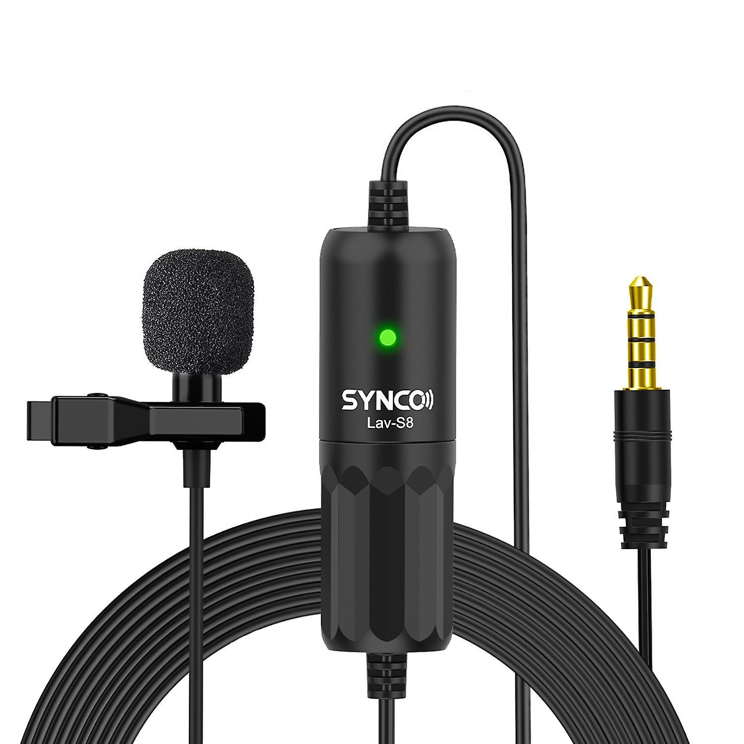 SYNCO Lav-S8 Professional Lavalier Microphone Clip-on Omnidirectional Lapel Mic Noise Reduction Auto