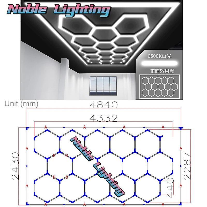 Jelivey 6500k Hexagon Led Detailing Working Light For Car Garage Bay Honeycomb Hive Grille Style Show Room Auto Repair Lamps NB-14A