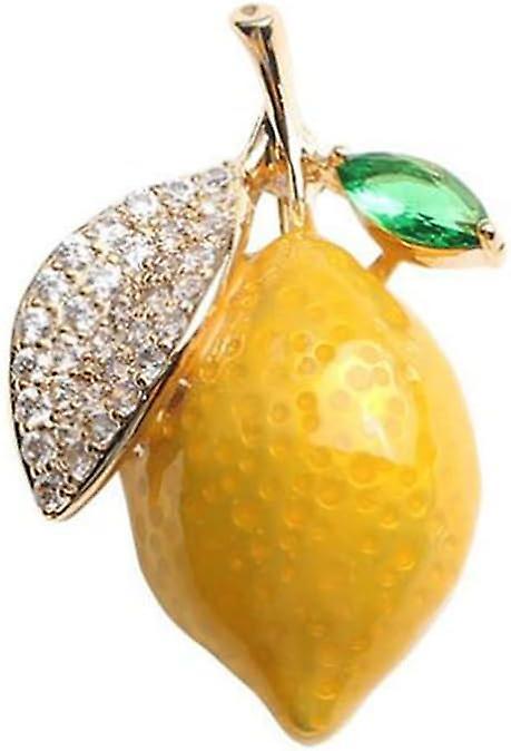 Syzyql Enamel Lemon Brooch - Yellow Fruit Pin For Women - Wedding Party Gift