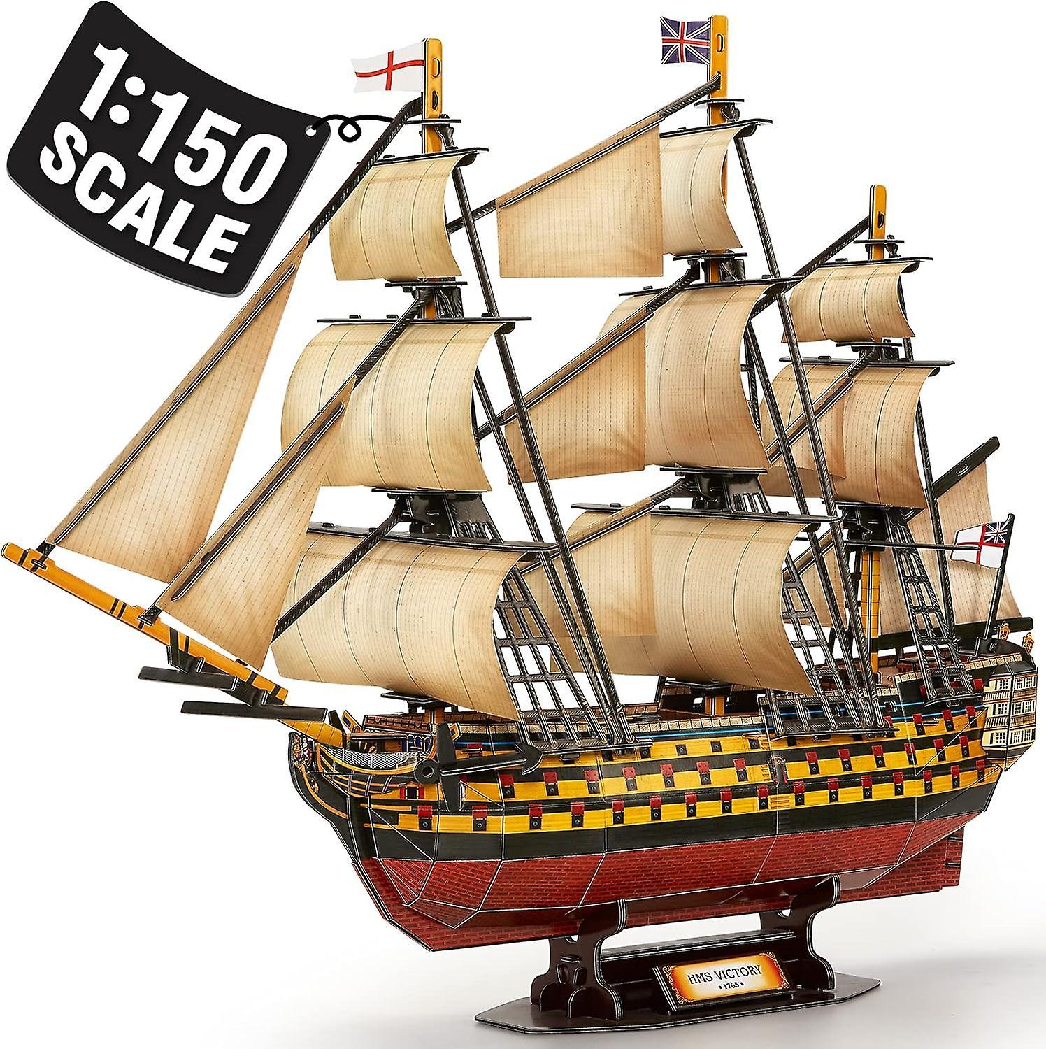 Baiccf 3d Puzzles Large Hms Victory Vessel Ship Sailboat Model Kits For Adults And Teens Toys, 189 Pieces, T4019h