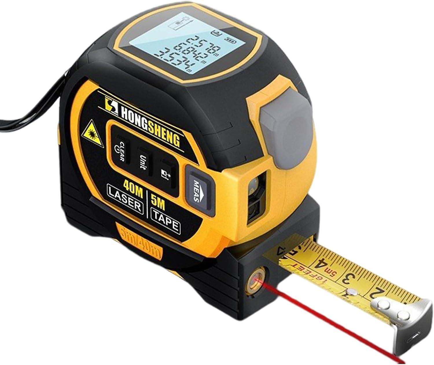 Fongwan Tape Measure 40m/60m, 3 In 1 Infrared Laser Tape Measuring Tape, 3 In 1 Digital Distance Meters With Lcd Display & Autolock Yellow