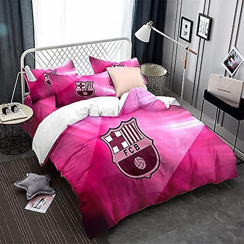 Kerota FC Barcelona Football Team Microfiber Quilt Set with Zippered Duvet Cover and Pillowcases) Single135x200cm