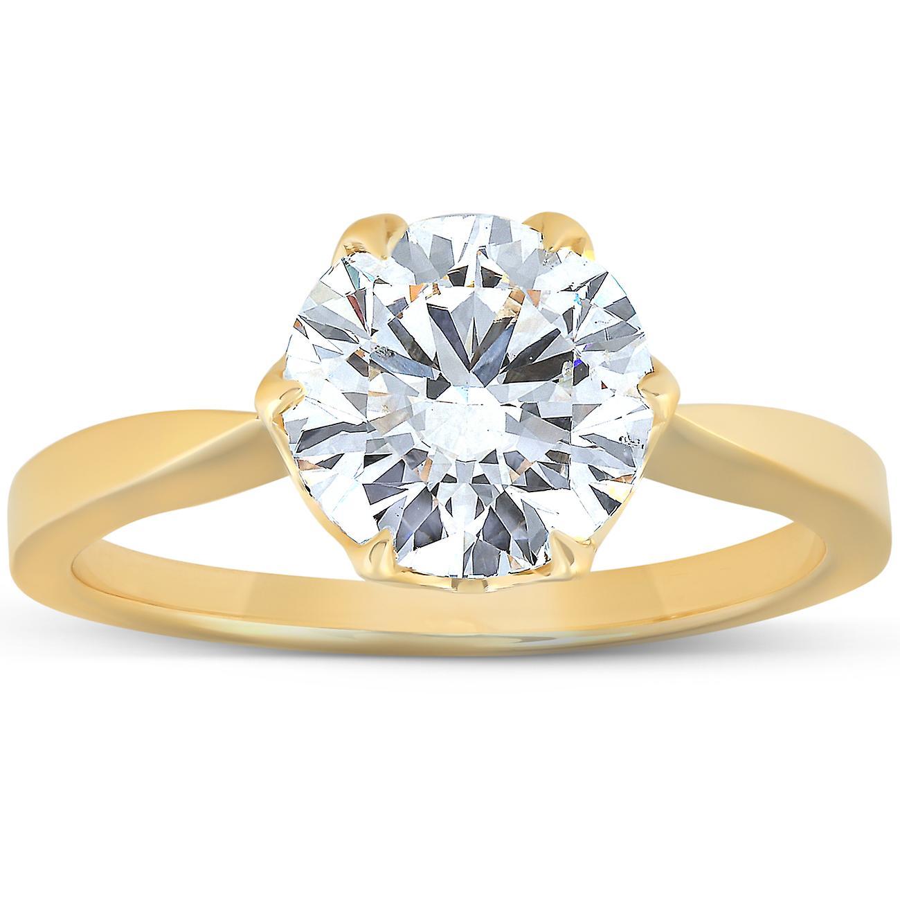 Pompeii3 2 Ct Diamond Solitaire Engagement Ring 14k Yellow Gold Lab Grown 5.5