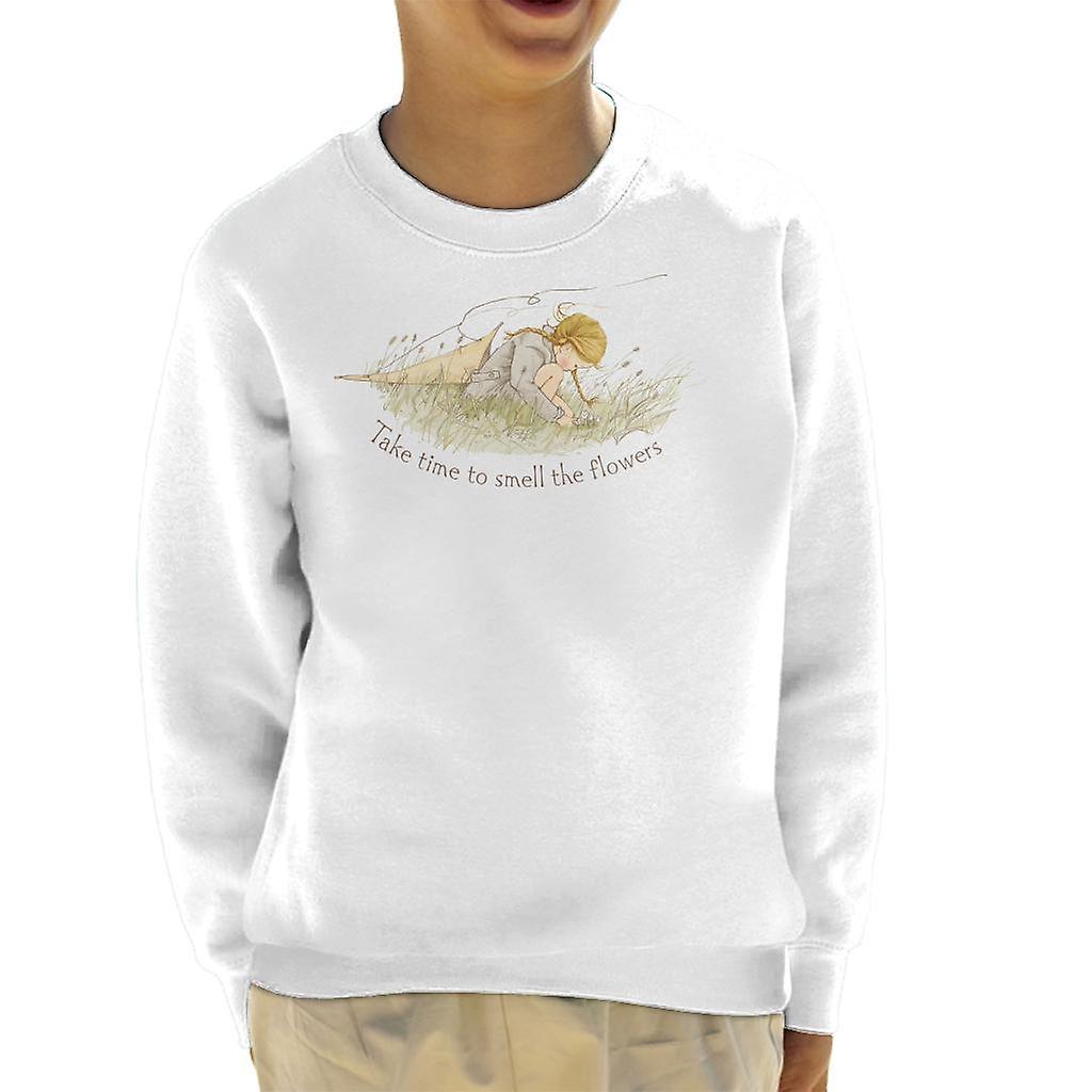 Holly Hobbie Take Time To Smell The Flowers Kid's Sweatshirt White Small (5-6 yrs)