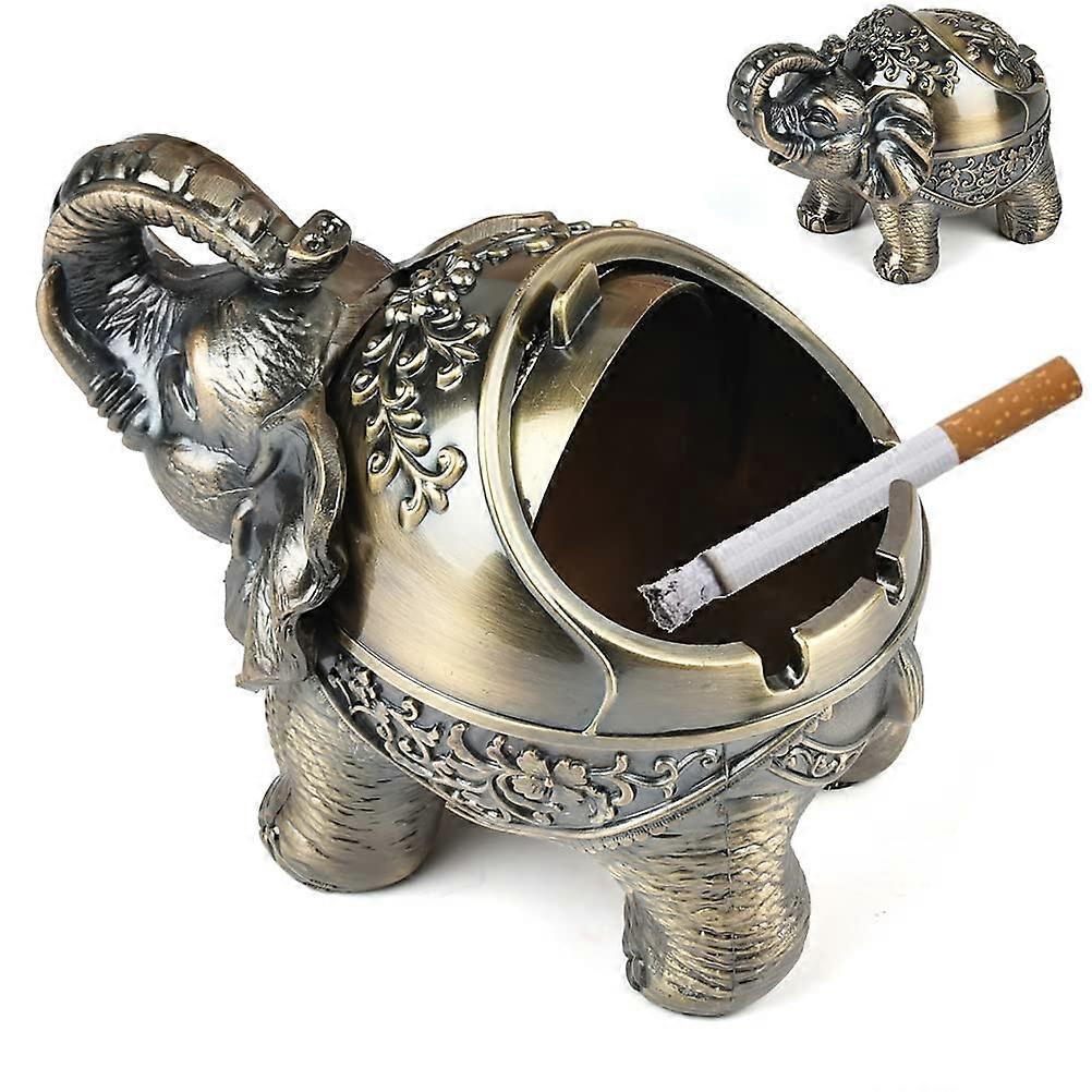 Mintian Stand Elephant Decorative Ashtray with Lid, Windproof Ashtray with Lids,Elephant Modeling Ashtray Cigarette Cigar Ash Holder for Smoker(Gre...