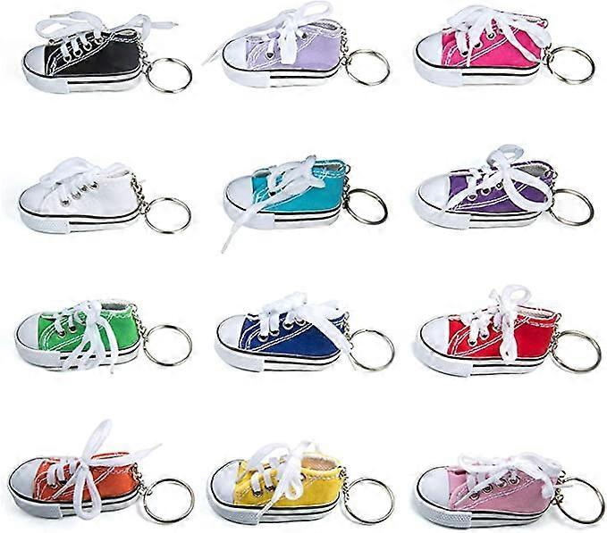 Phwj Canvas Shoe Keychain, 12 PCS Sneaker Shoe Keyring, Portable Hanging Keyring Accessories Charm Decor Keyring for Daily Use or Souvenir Gift