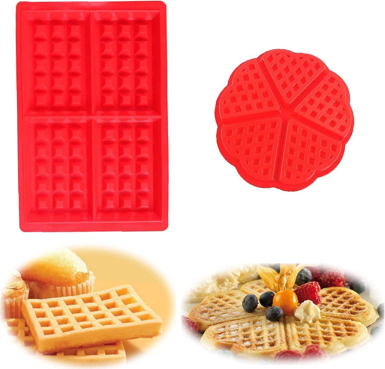 Yeye Silicone waffle mold baking mould, 2 pieces waffle cake mold, cake mold, ice cubes, bread mold, baki