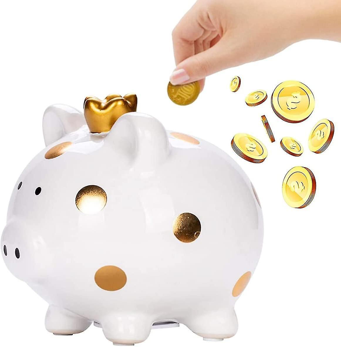 Tianzun Ceramic Crown Piggy Bank Creative Lovely Piggy Bank Small Money Saving Bank Porcelain Decor Coin Box Little Decoration Pig Money Container ...