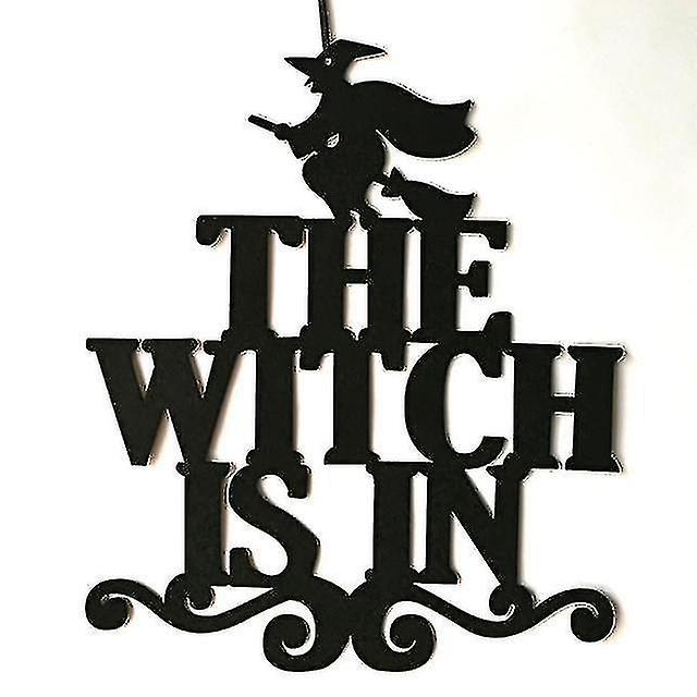 Tianzun Witch Hanging On Halloween Sign Door Hanging Halloween Decoration Home Door Party Decoration Happy Halloween Supply Deep Sapphire